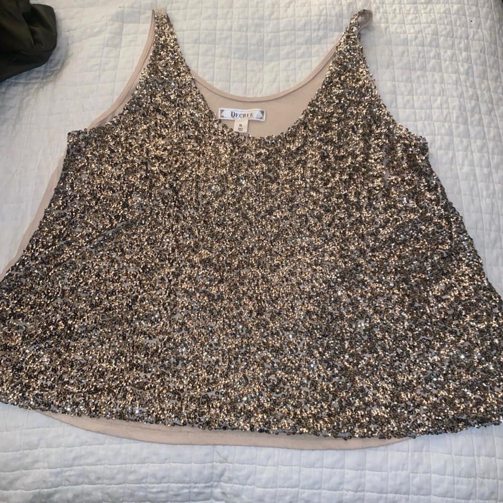 champagne gold sequin tank top